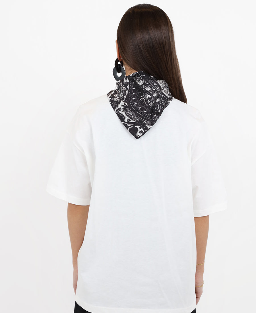 Printed T-shirt with scarf