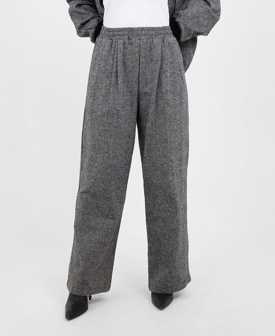 Melange straight-leg trousers