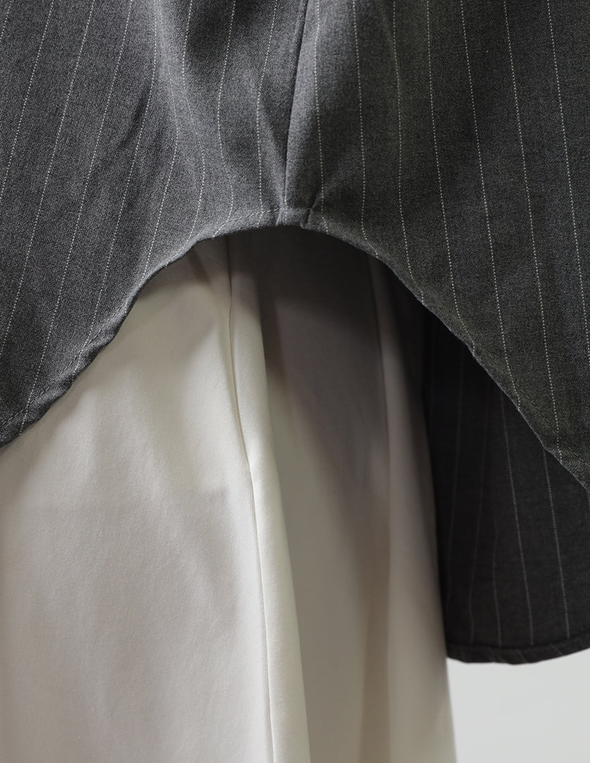 Oversized striped gray shirt with tie