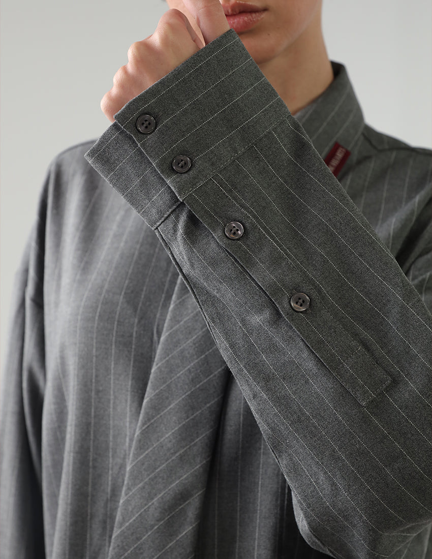 Oversized striped gray shirt with tie