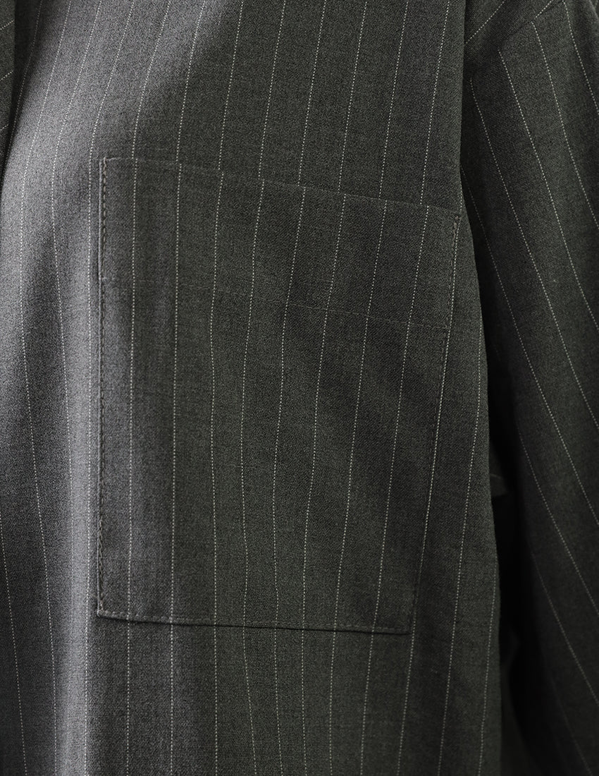 Oversized striped gray shirt with tie