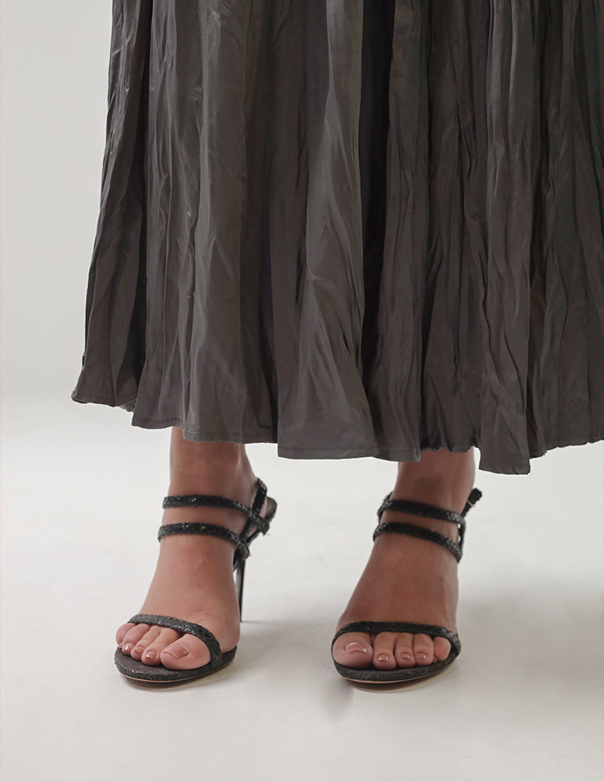 Pleated silk skirt
