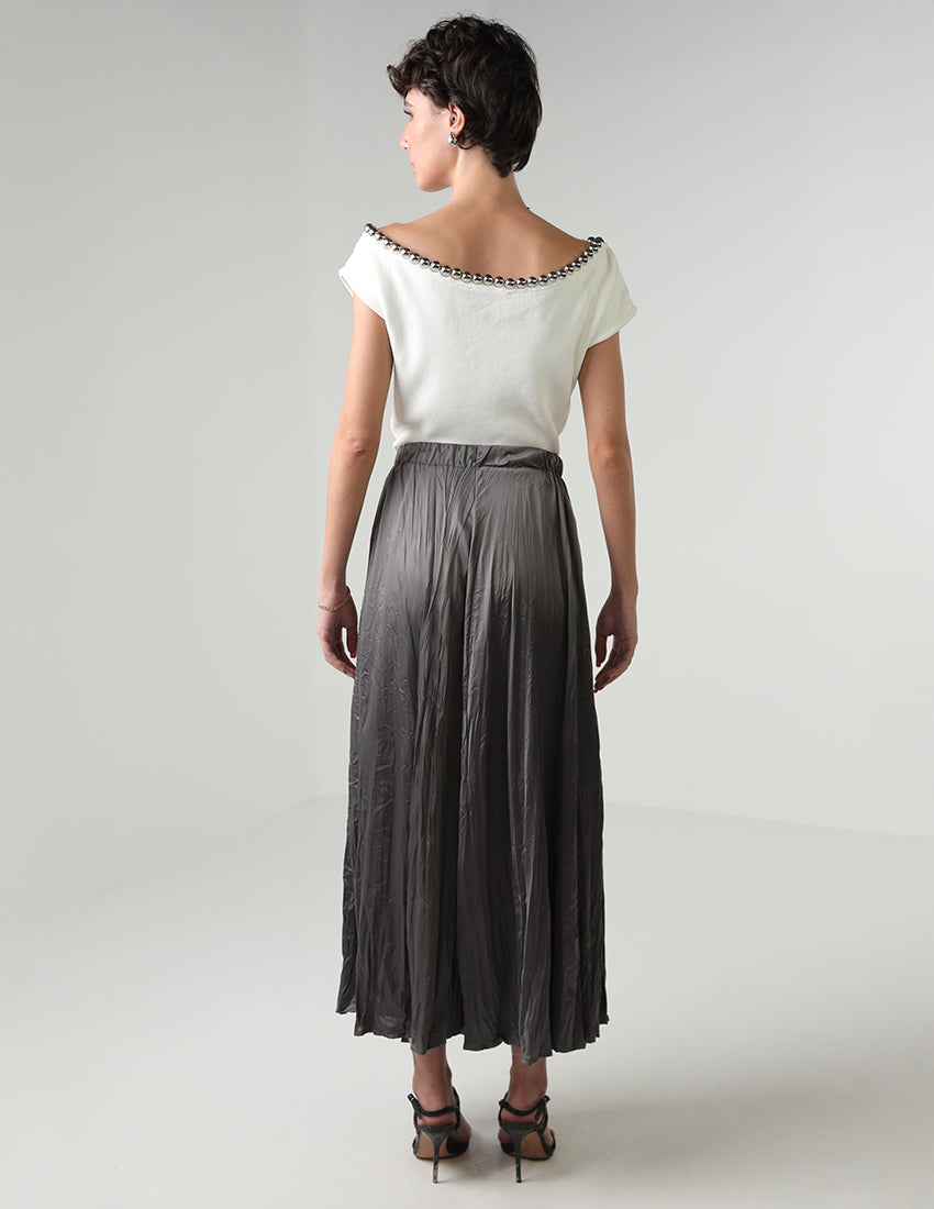 Pleated silk skirt