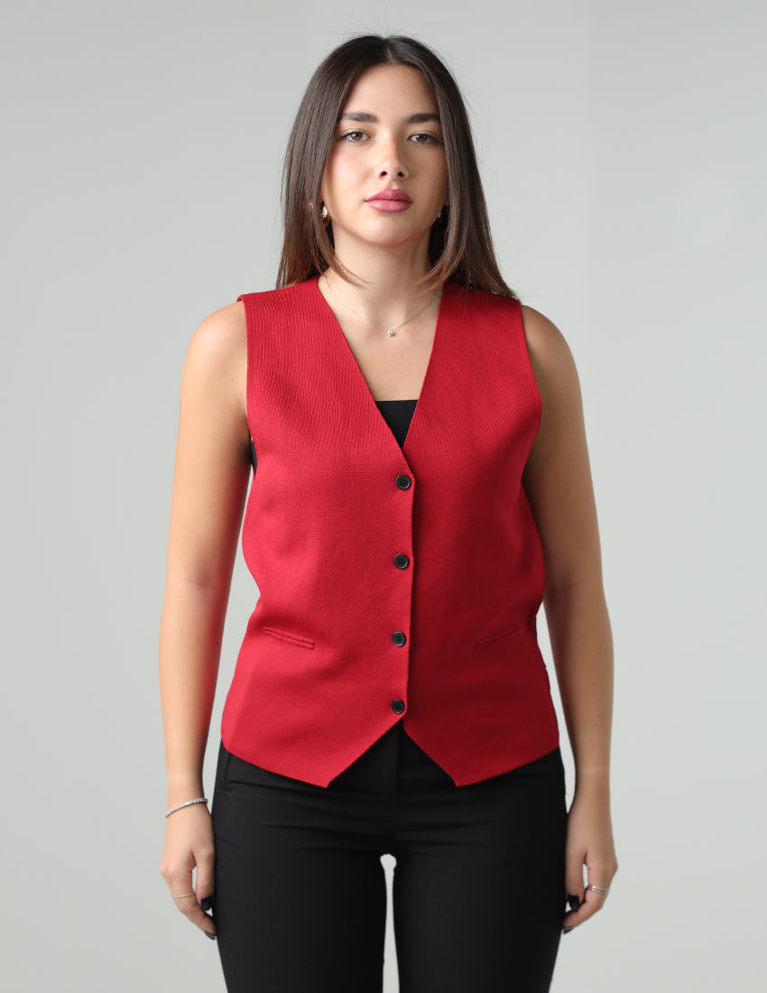 Wool vest with a belt at the back