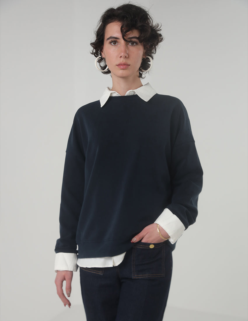 Oversized Sweater with Round Collar