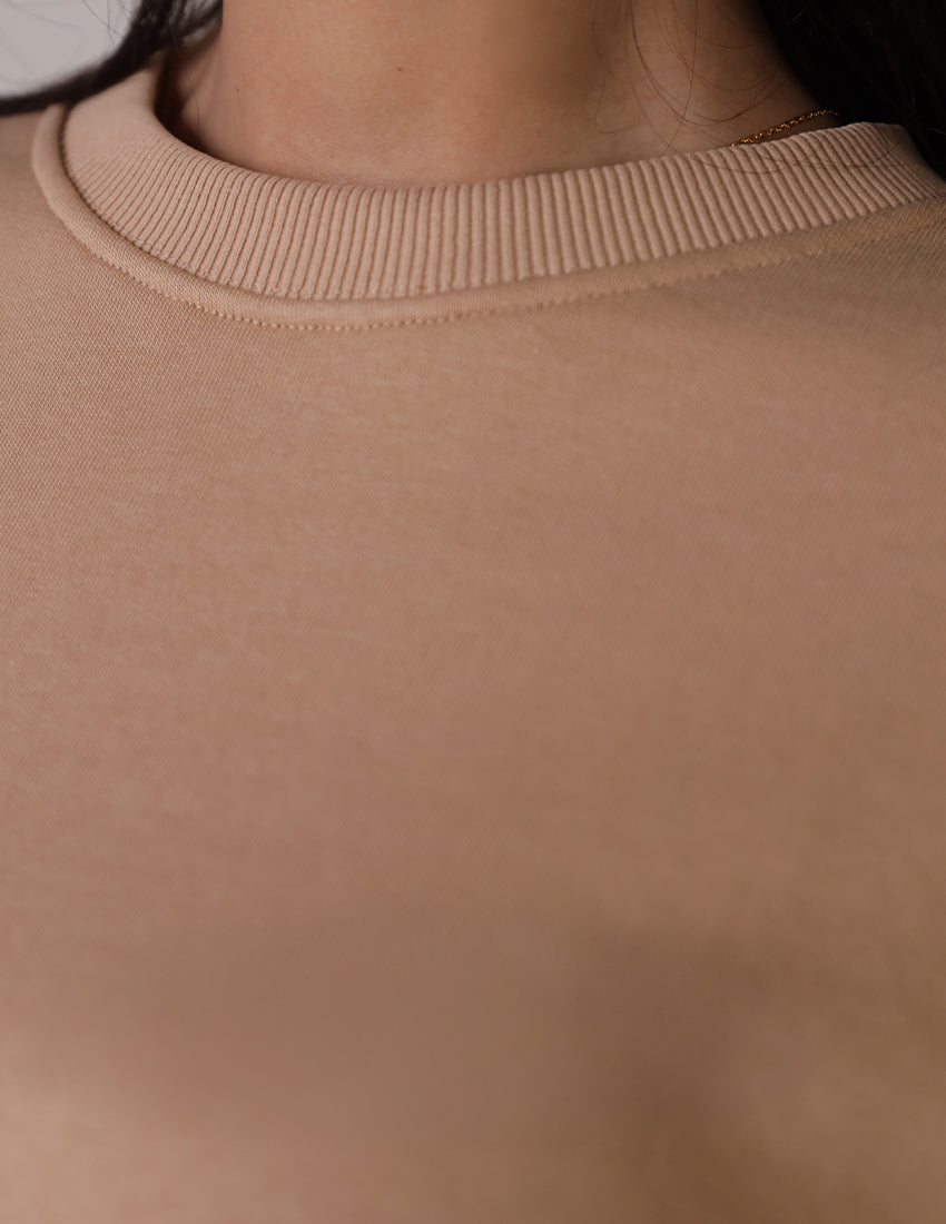 Cropped Sweatshirt With Shirt Striped Sleeves