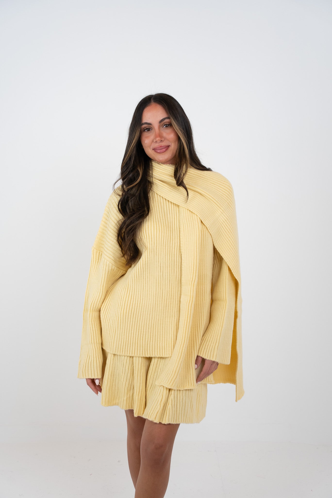 Skirt Scarf And Blouse wool set