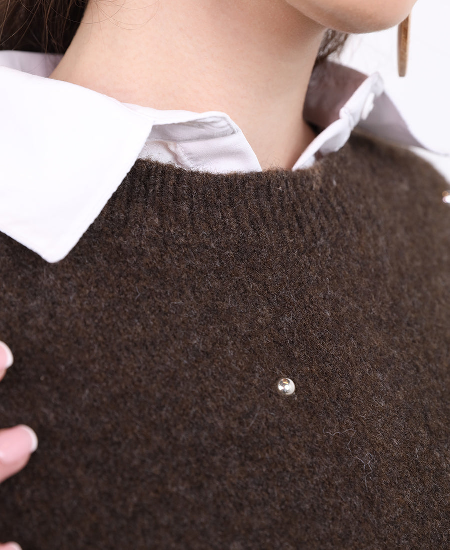 Rhinestone wool blouse