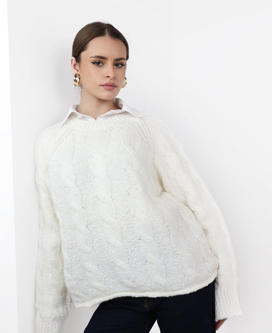 Braided wool blouse