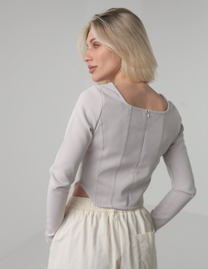 Fitted Long-Sleeve Crop Top