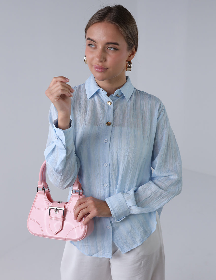 Oversized striped chiffon shirt