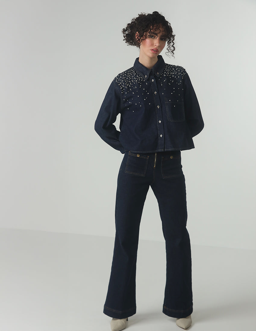 Navy Blue Denim Shirt