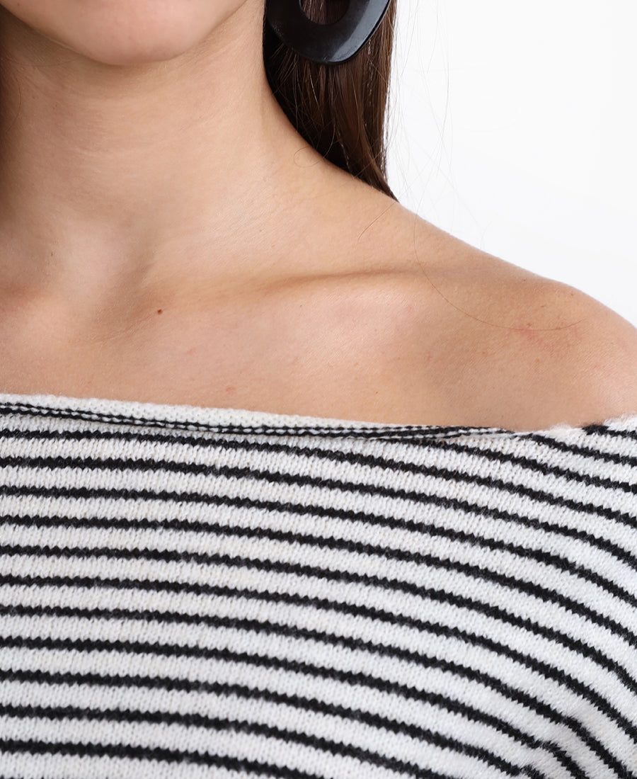 Striped wool blouse with scarf