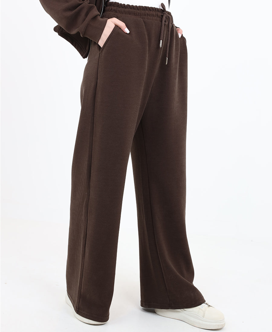 Straight-leg cotton joggers with a ribbed drawstring waist