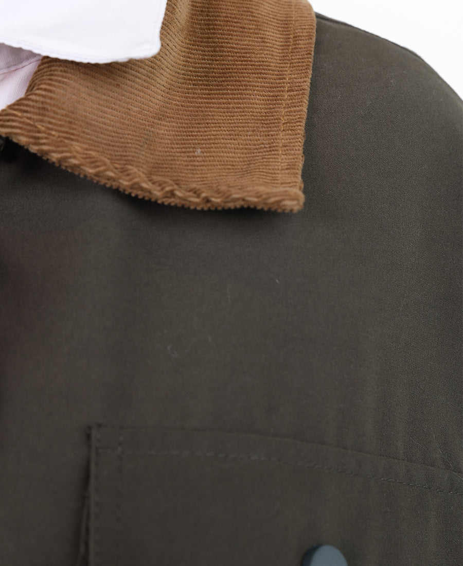 Long jacket with a gathered waist and pocket