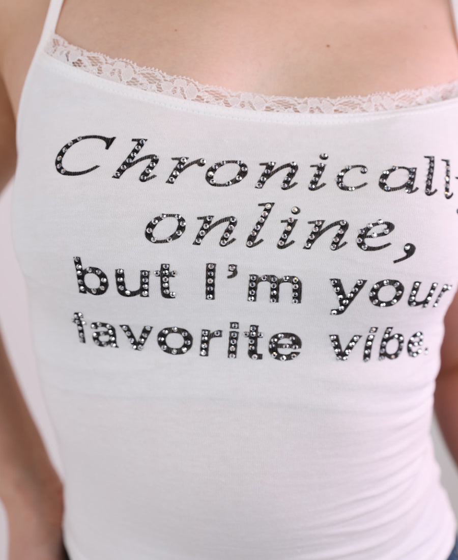 Lace chest drill tank top with strass lyrics