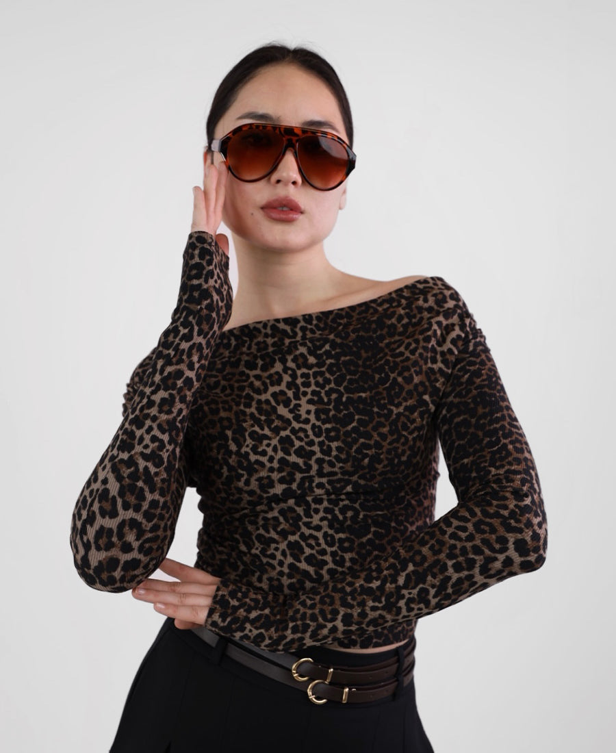 Tiger draped neck blouse