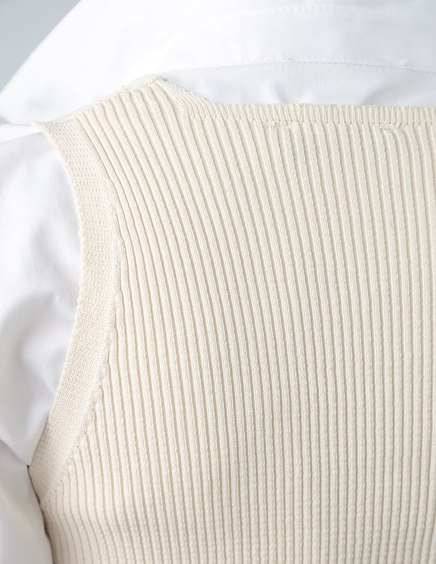 Beige ribbed wool vest