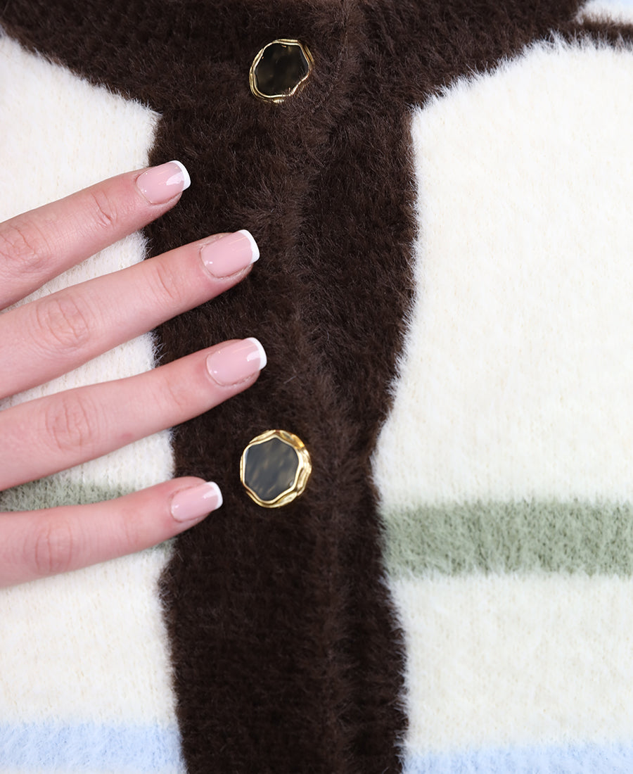 Colorful fur wool blouse with buttons