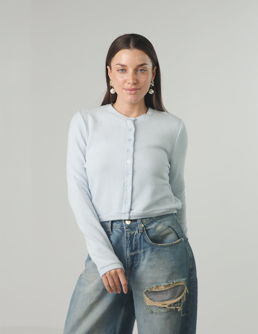 Cardigan with Crew Neckline