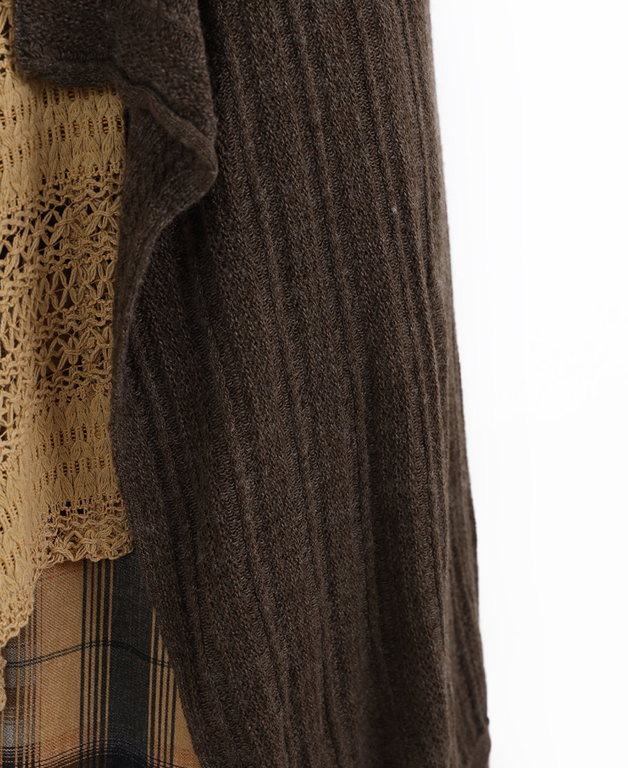 Layered wool plaid skirt