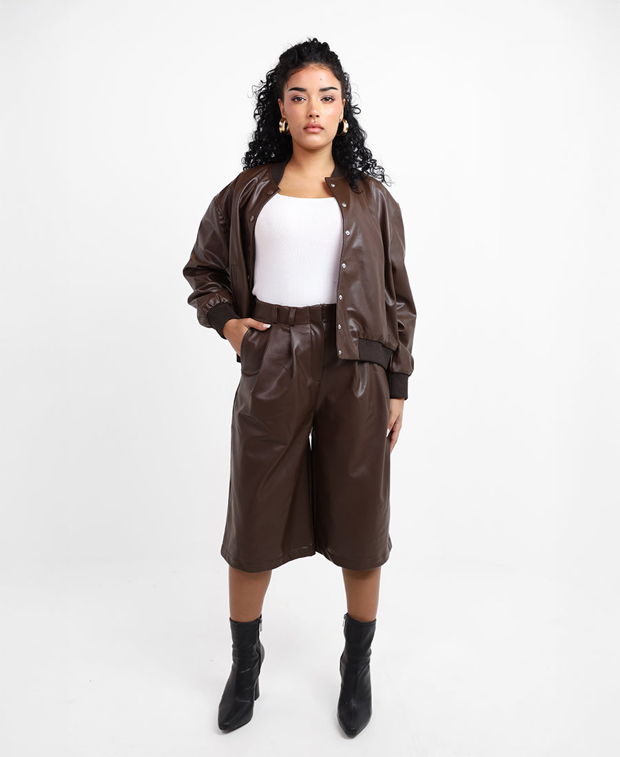 leather bermuda shorts