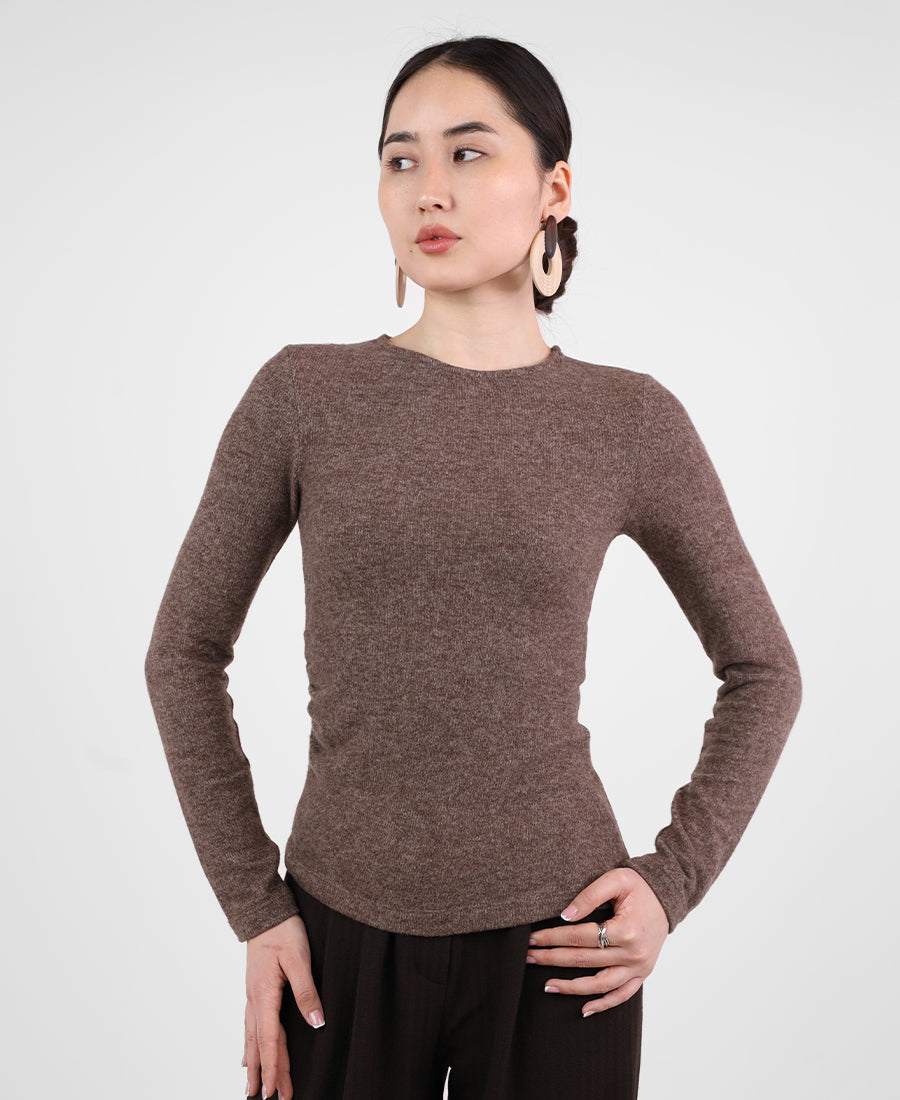 Soft wool blouse with side slits