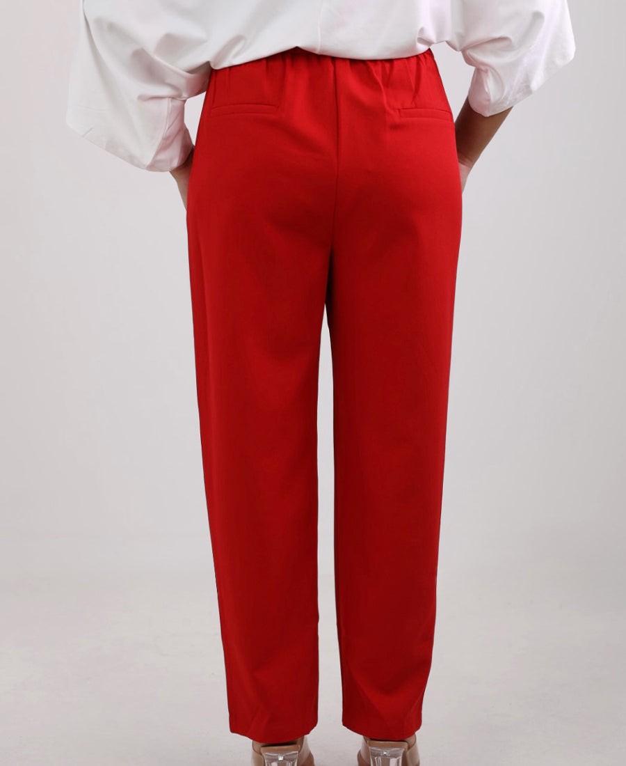 Red boyfriend pants
