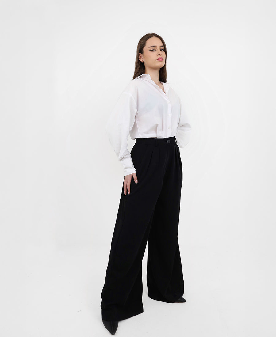 Wide leg formal pants with waistband