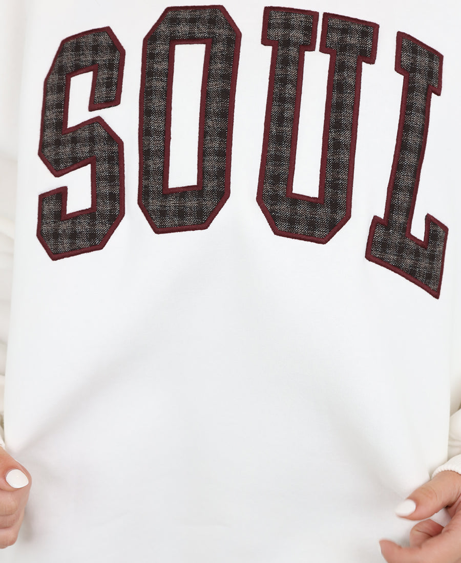 White "SOUL" sweater