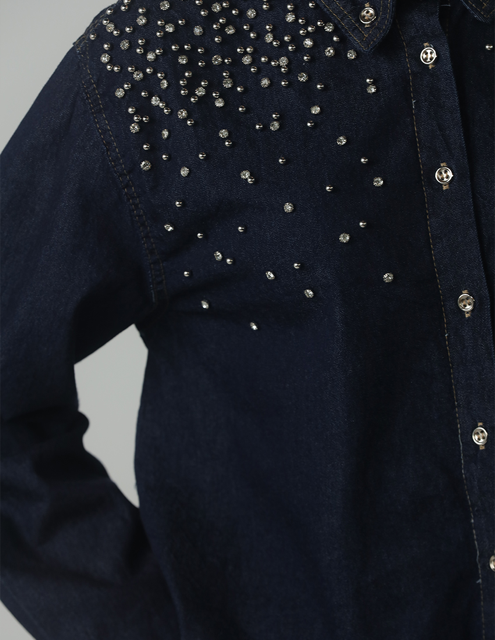 Navy Blue Denim Shirt