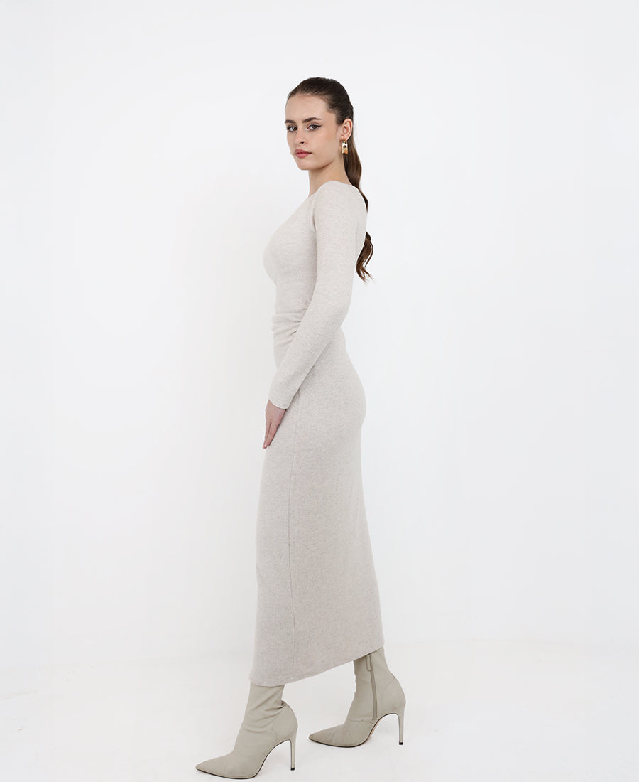 Long-sleeved midi dress