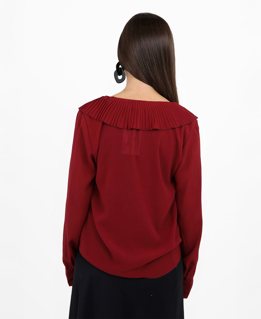 Chiffon blouse with ruffled bodice