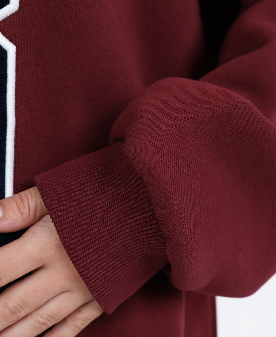 Oversized sweater "R" burgundy