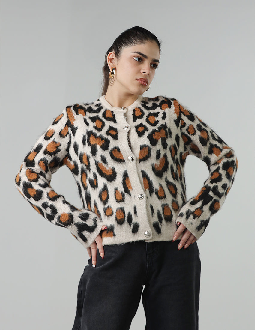 Leopard buttoned Cardigan