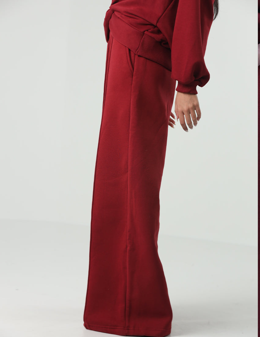 Wide leg sweatpants cotton with center line
