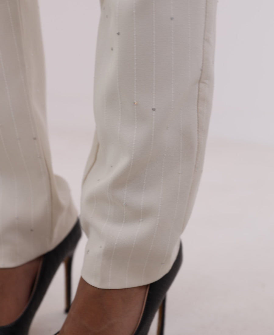 Shiny beige blazer and pants set