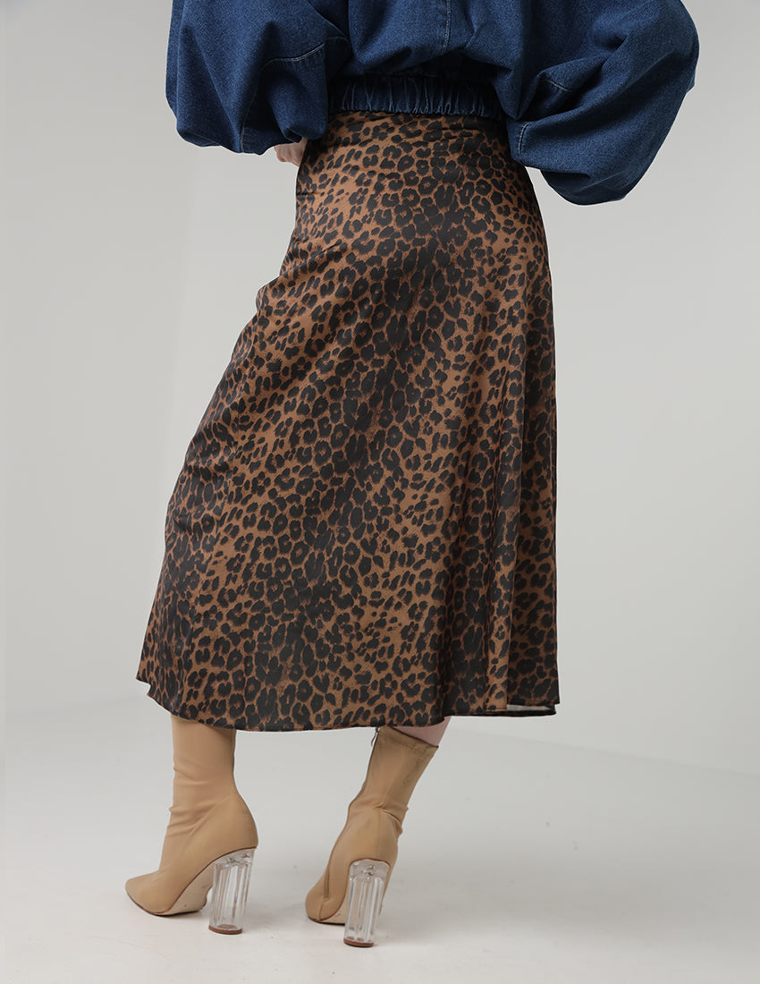 Long tiger satin skirt