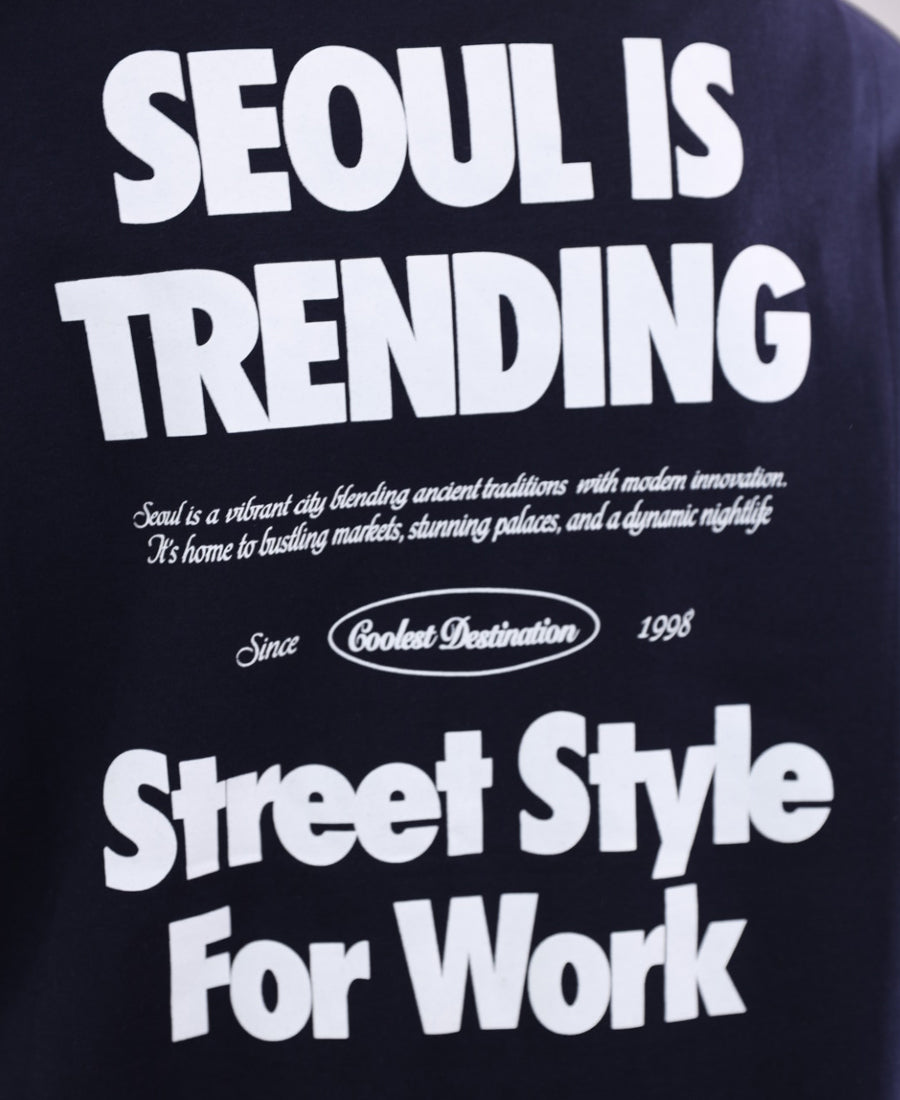 "Seoul Trending" Oversized Navy T-Shirt