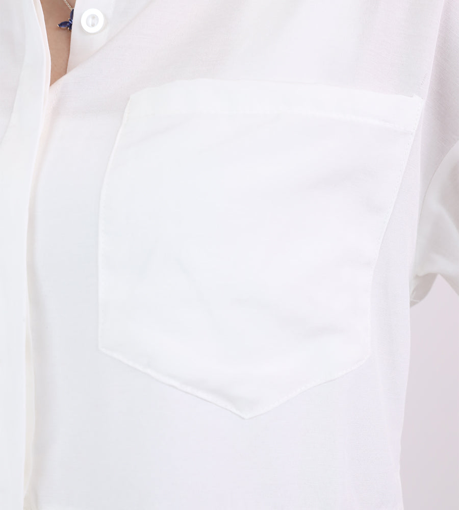 Cropped shirt with puff sleeves