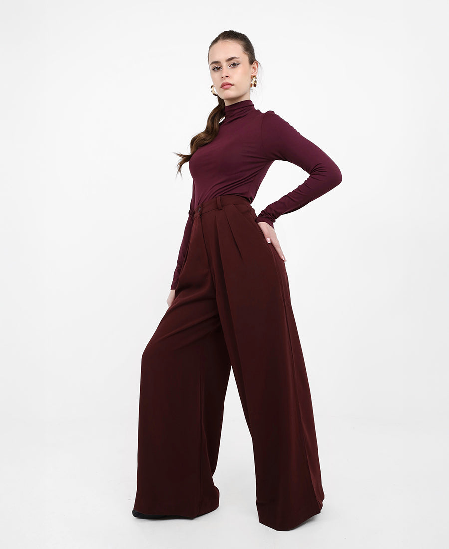 High-waisted, wide-leg pants