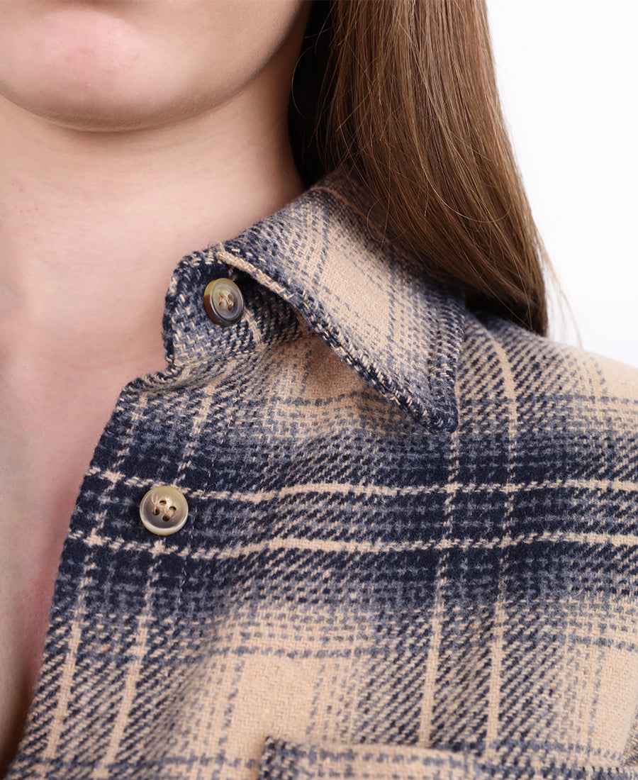 Checkered shirt with writing on the back