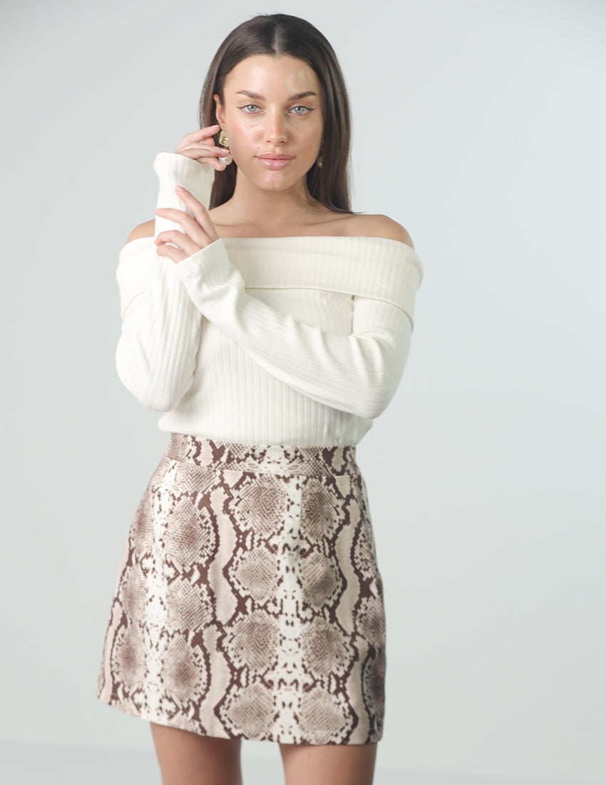 Snake print mini skirt