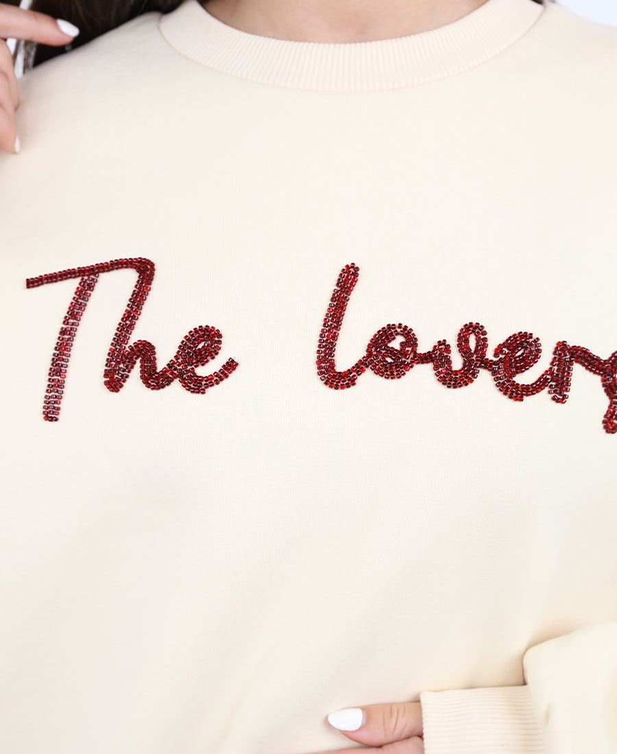 Oversized beige sweater "The lovers"