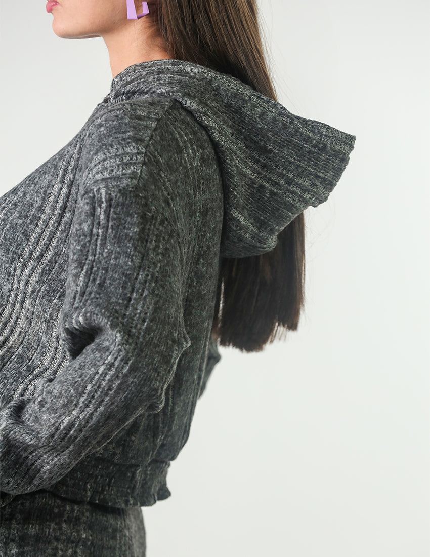 Cotton Striped Set: Cropped Hoodie and Straight-Leg Pants