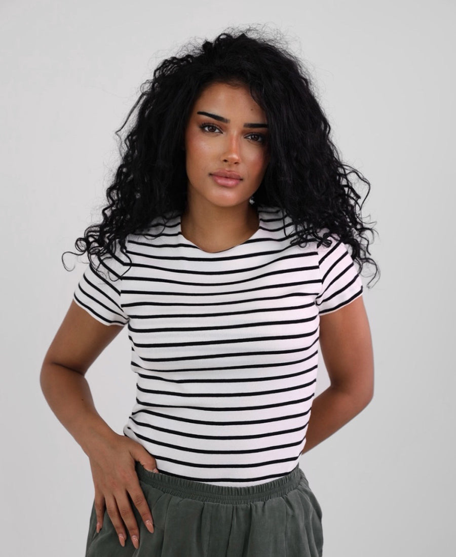 black and white striped t-shirt