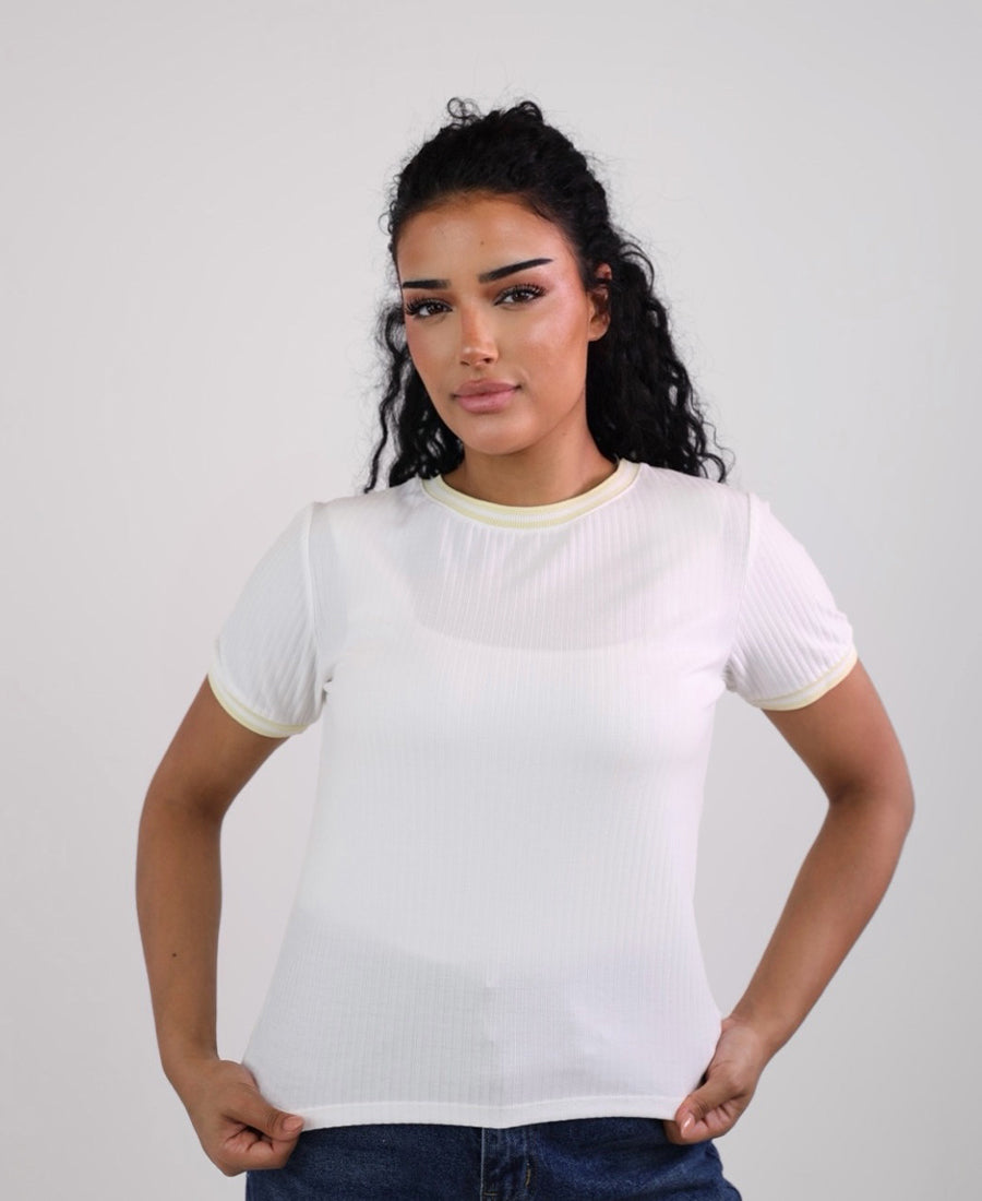 White T-shirt with trim