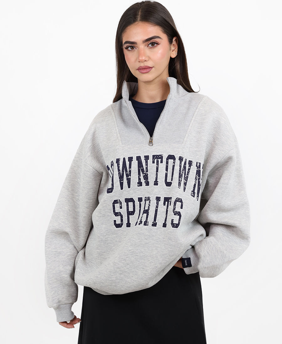 Oversize zipper neck sweater