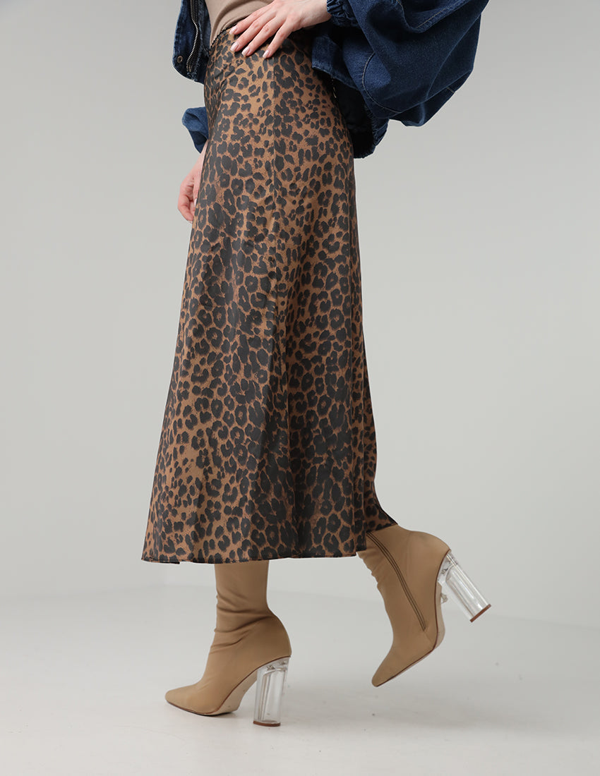Long tiger satin skirt