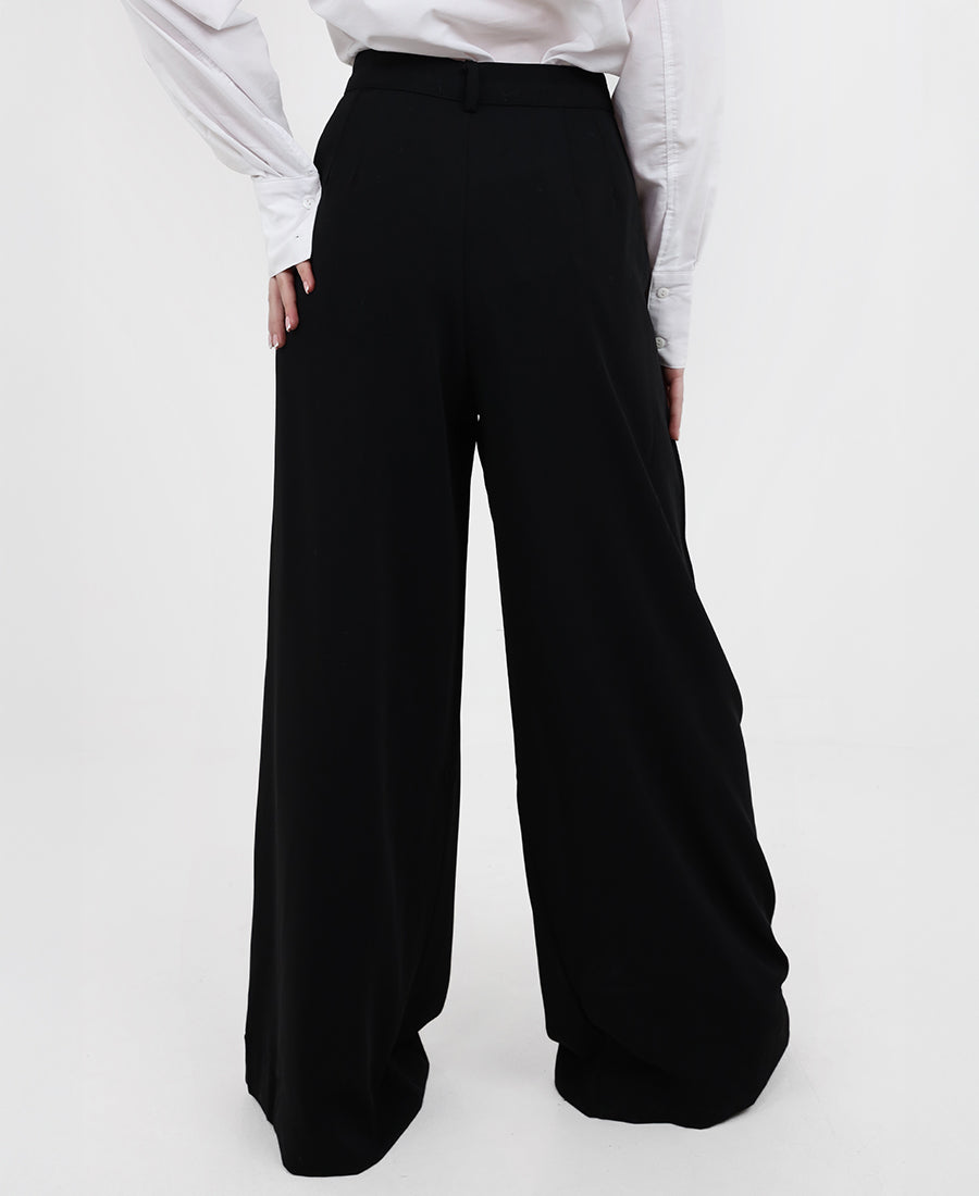 Wide leg formal pants with waistband